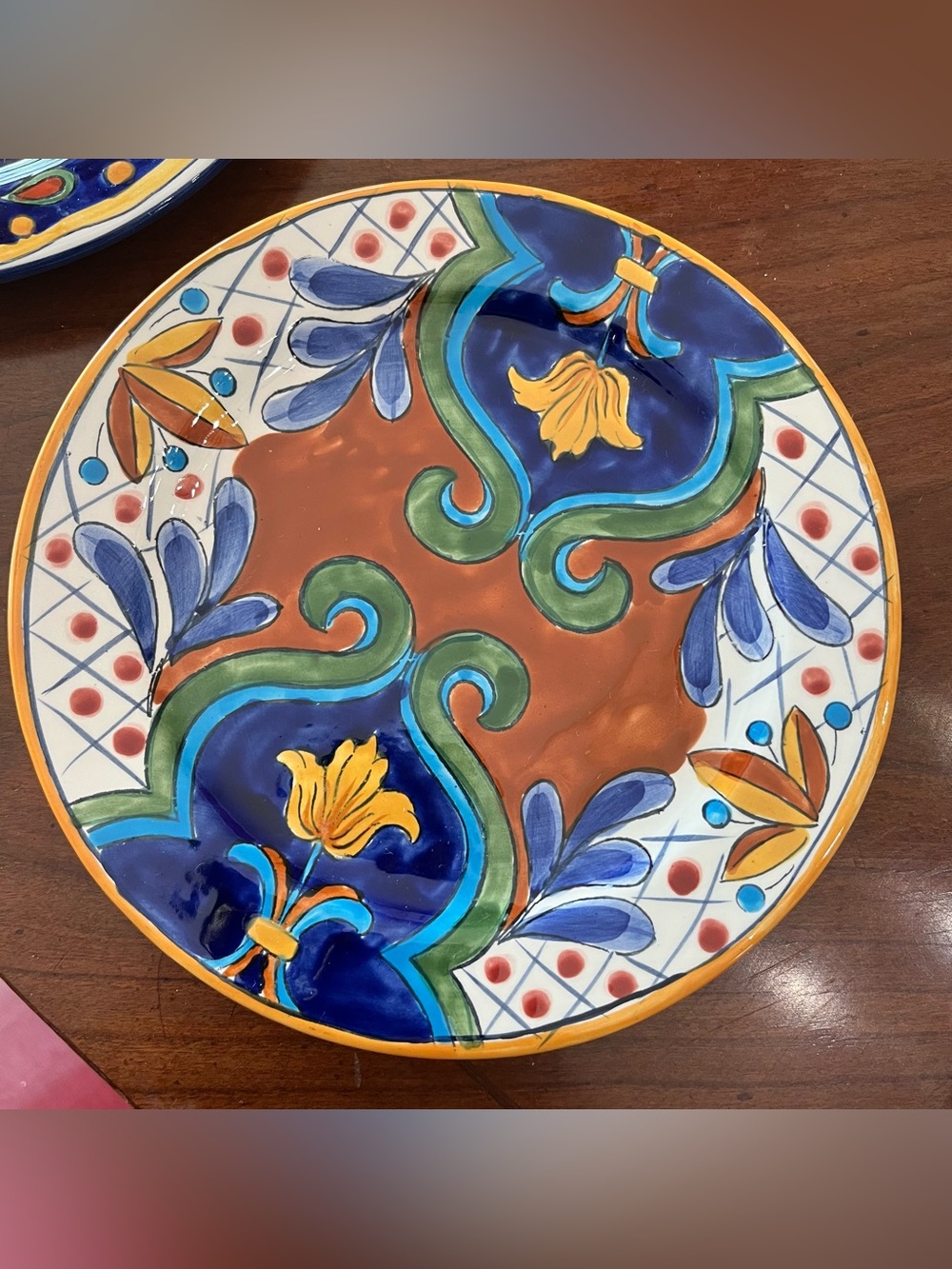 Maxcera Terra Bella Plates Lot 3: Hand-Painted Tuscan Talavera 1 Dinner 2 Salad - Picture 6 of 10